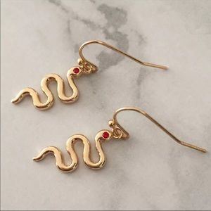 Dainty Gold Snake Dangle Earrings